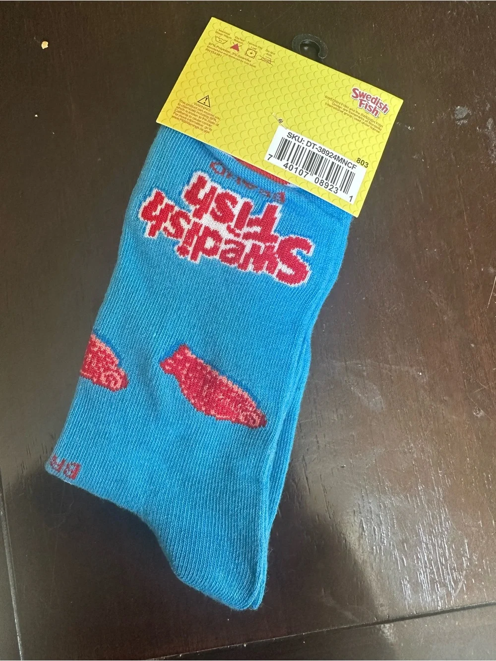 Swedish Fish Crew Socks - Blue with Red Fish